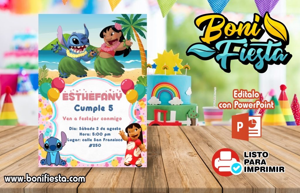 Invitaci N De Lilo Y Stitch Boni Fiesta