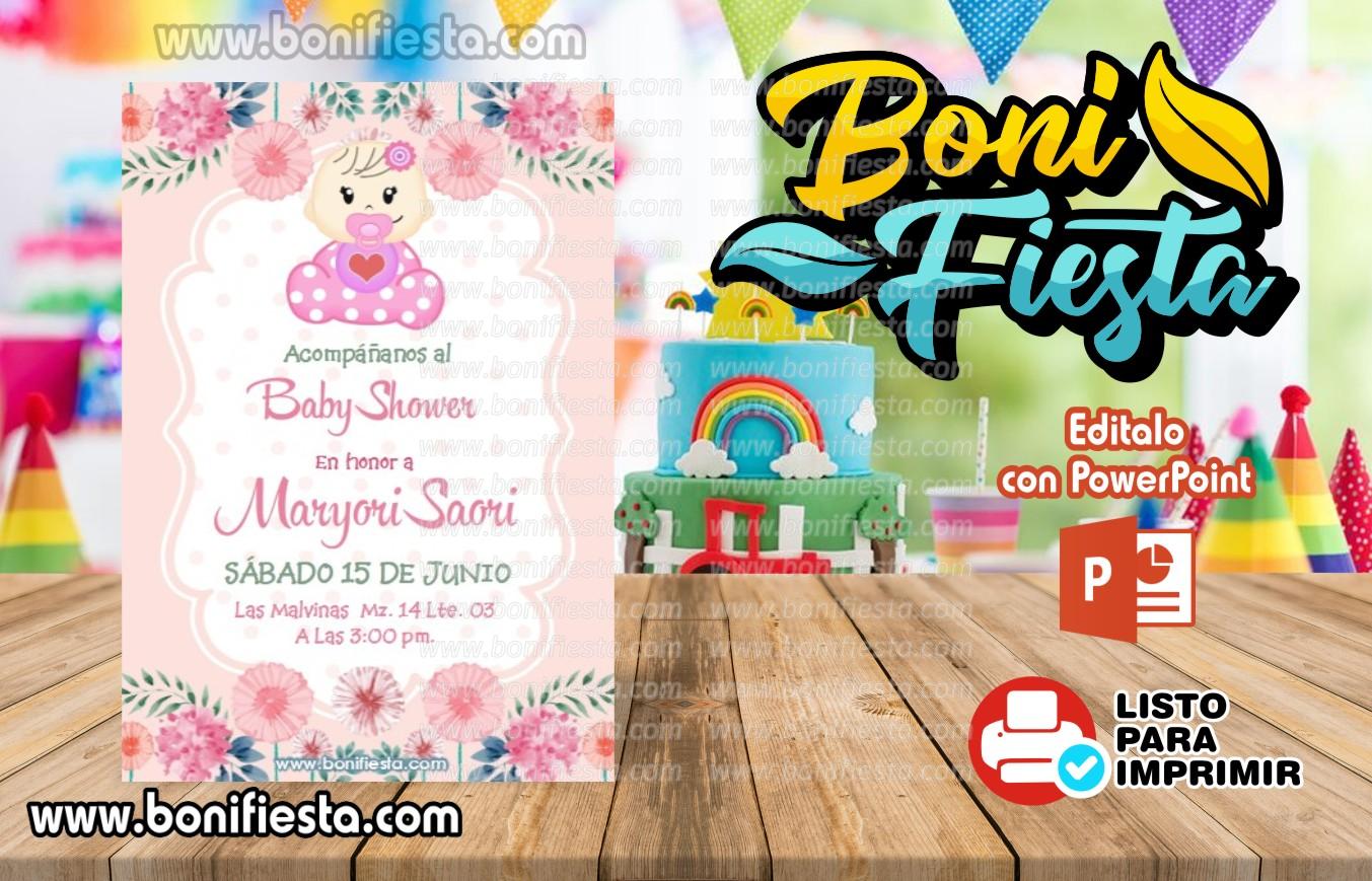Invitaciones de Baby Shower Flores Niña - Boni Fiesta