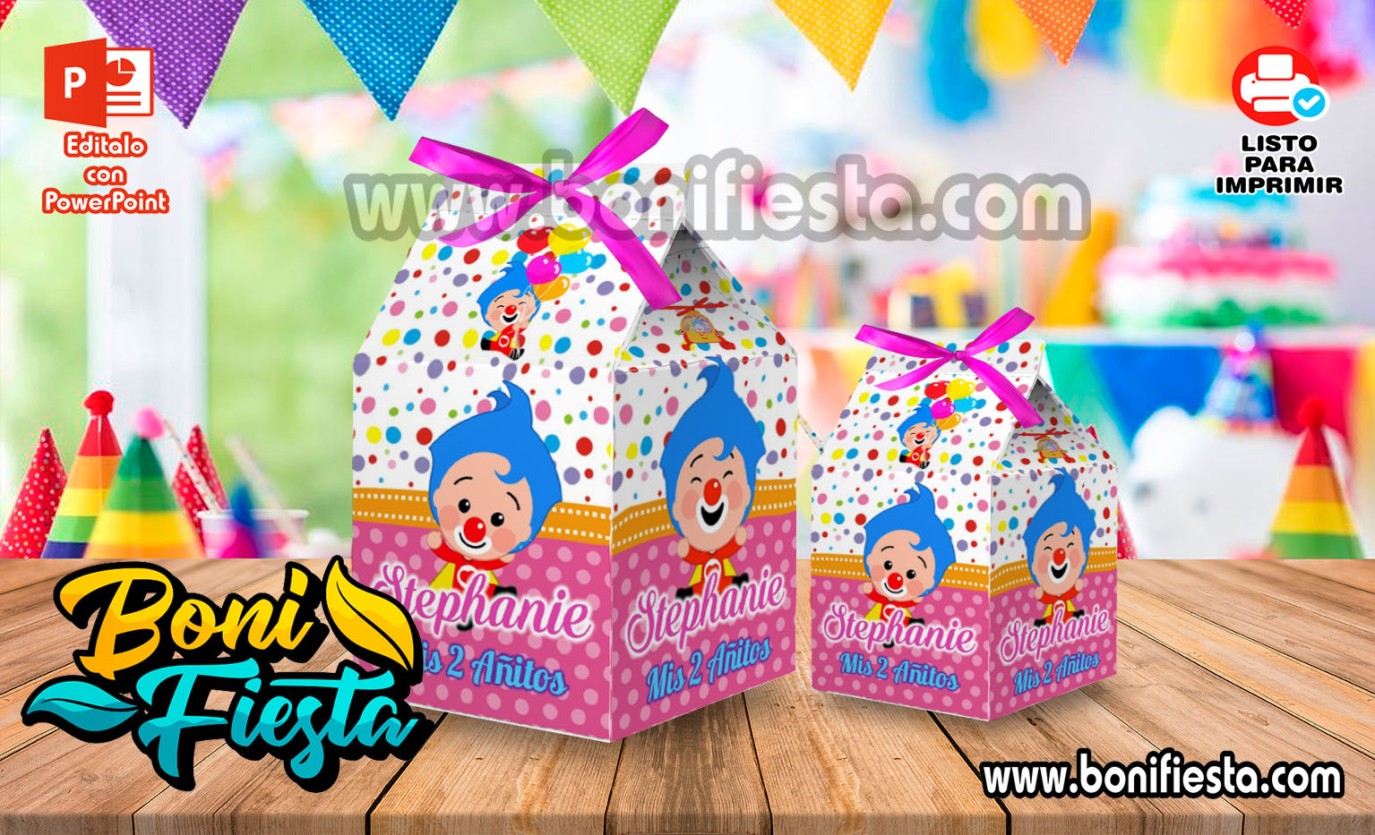 Kit imprimible candy bar Payasito Plim Plim para fiestas y cumpleaños