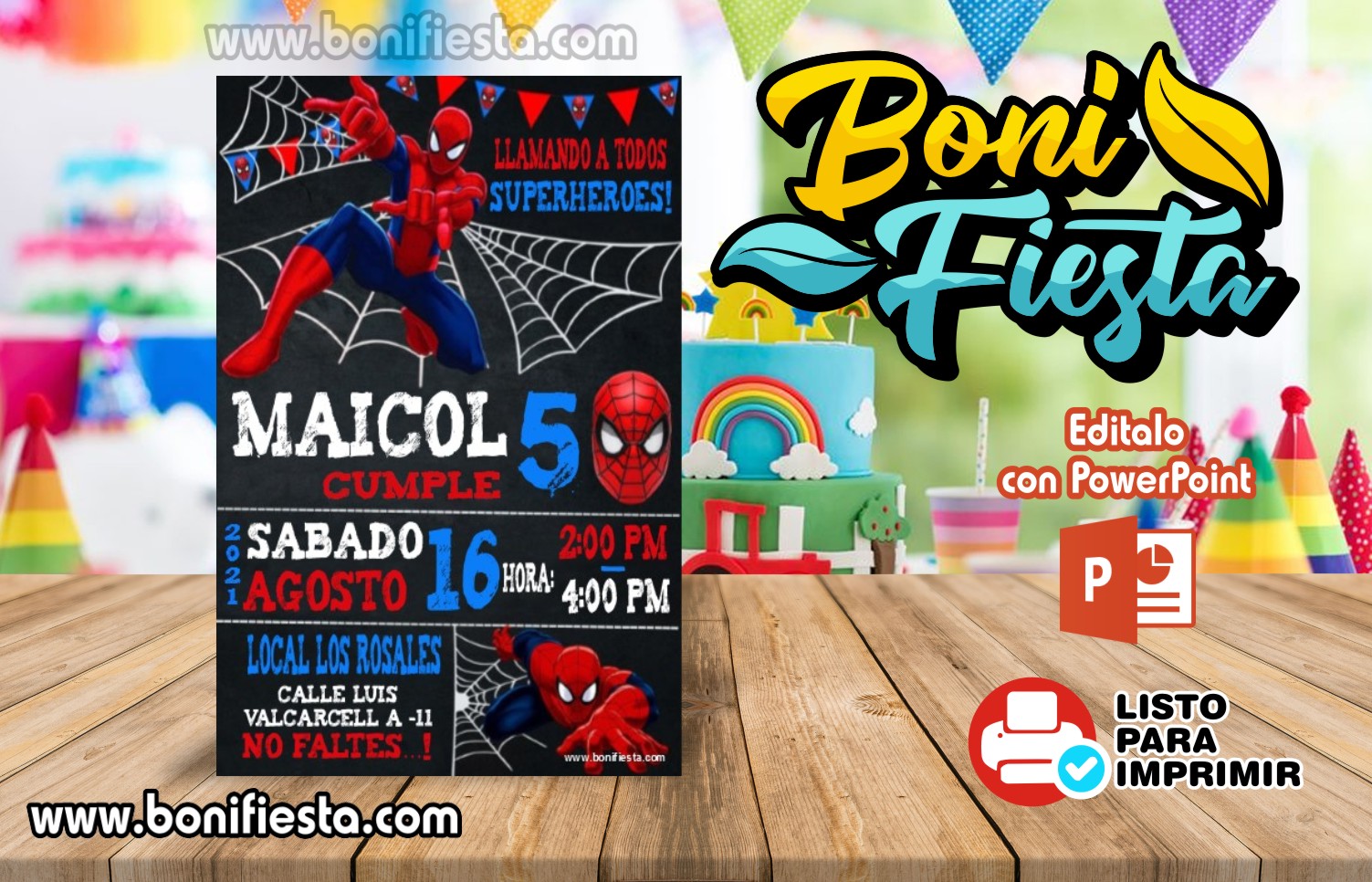 Invitación de Spiderman Pizarra - Boni Fiesta