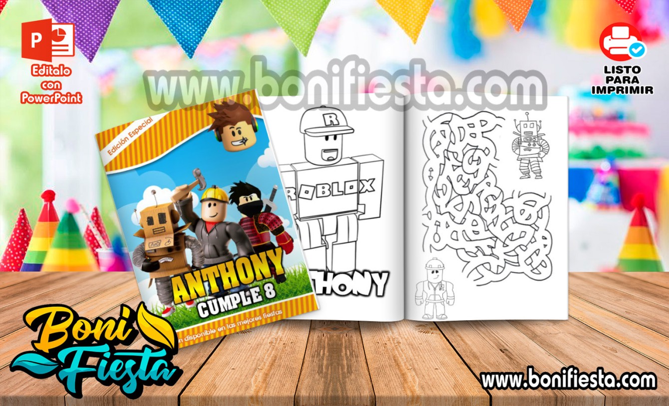 Librito Para Colorear Roblox Boni Fiesta - imagenes de roblox personajes para colorear