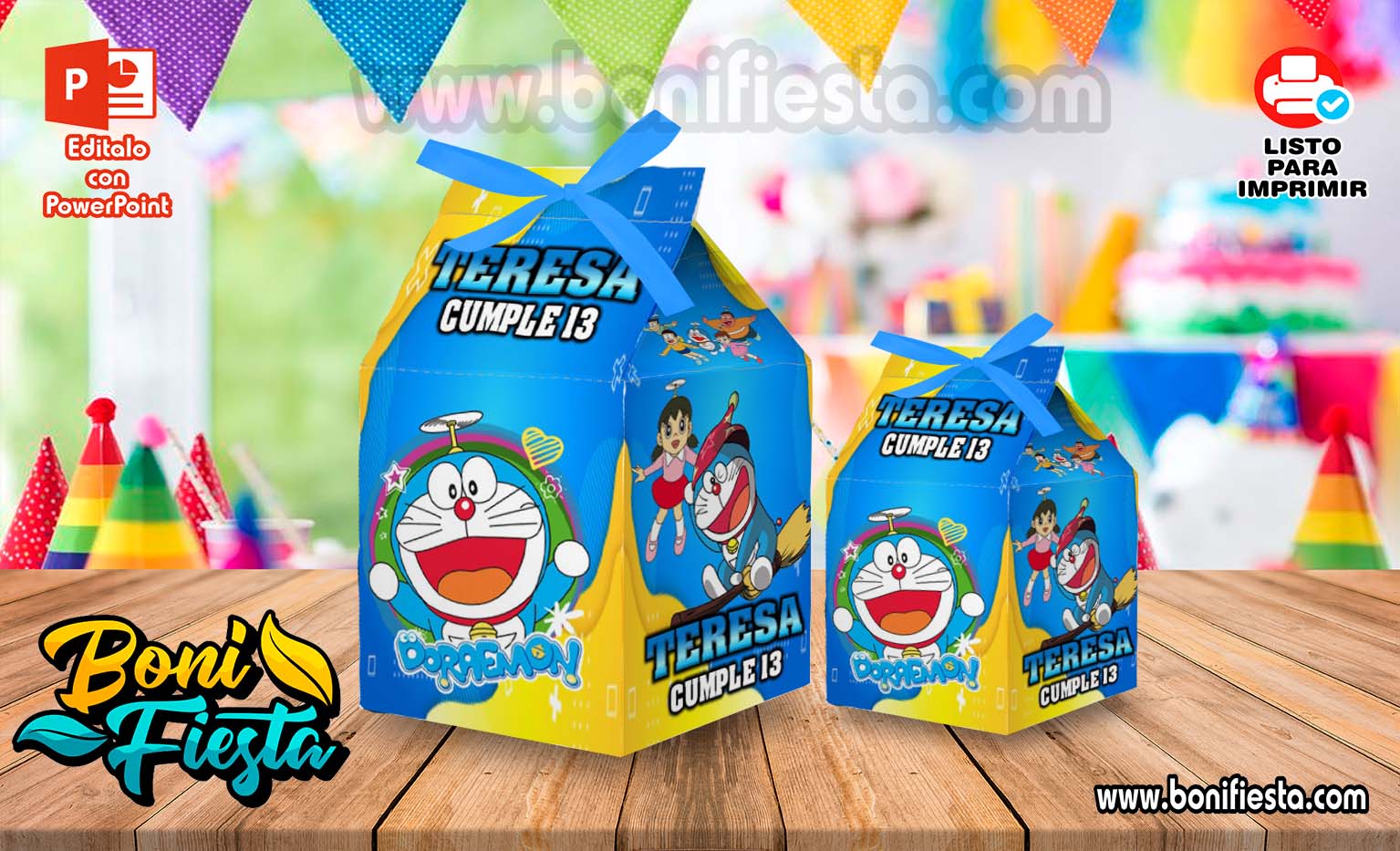 Caja Cartón para chuches de Doraemon Gato cósmico