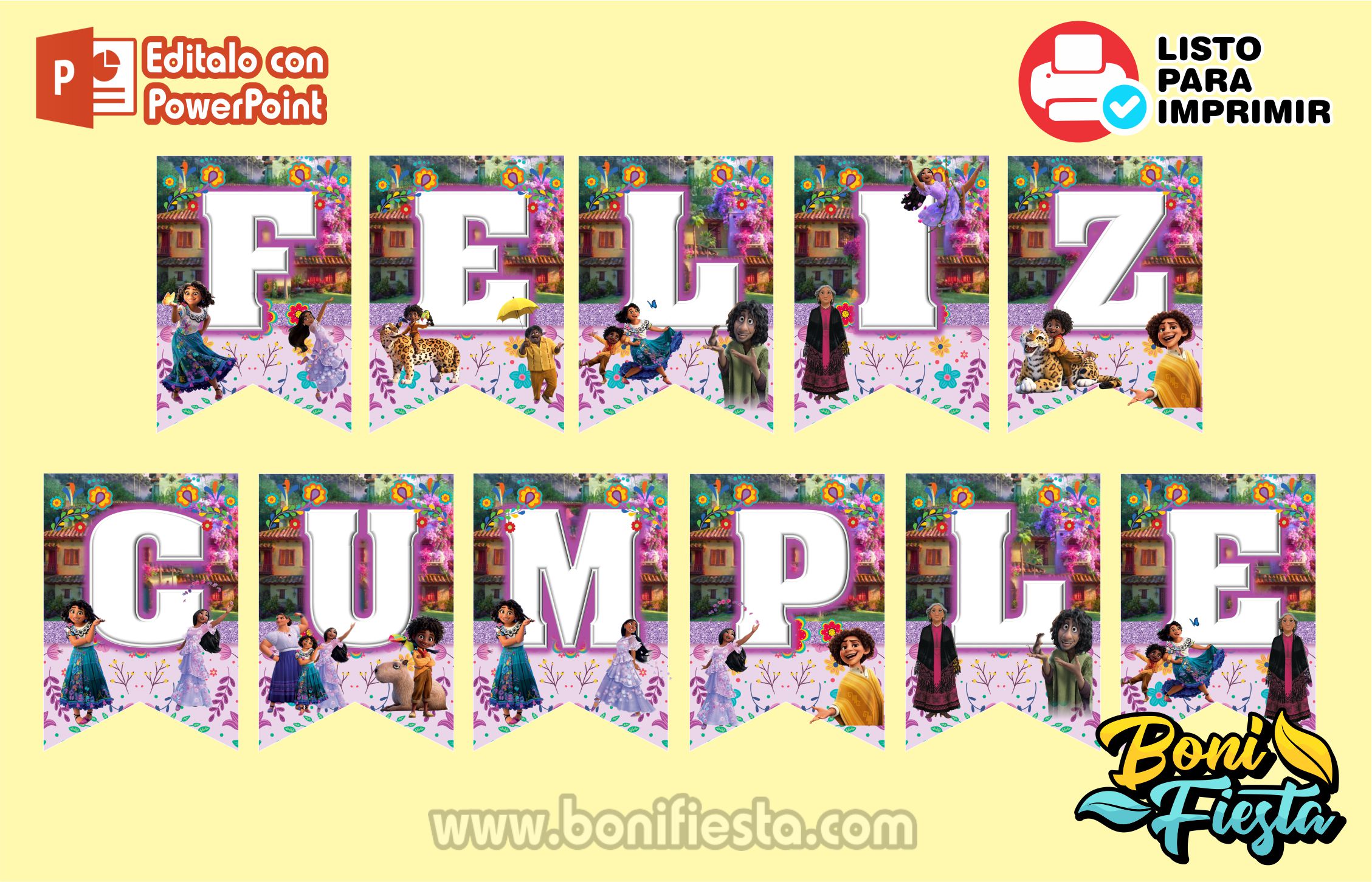 IMPRIMIBLE: GUIRNALDA DE BANDEROLAS PARA IMPRIMIR BY PITIS  Banderines feliz  cumpleaños, Letrero feliz cumpleaños, Feliz cumpleaños letra
