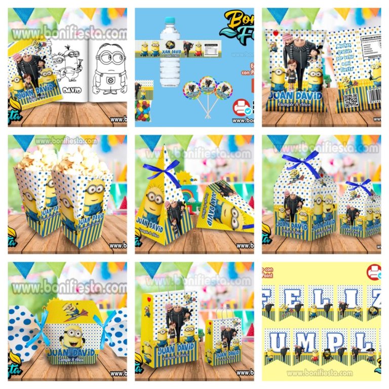 Kit Imprimible de Minions Editable en Powerpoint – Boni Fiesta